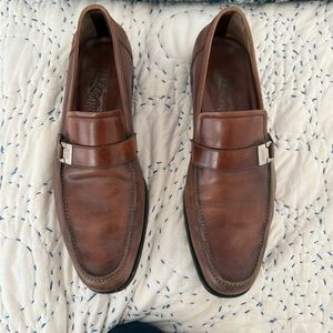 Ferragamo Chestnut Leather Slip-On Loafers